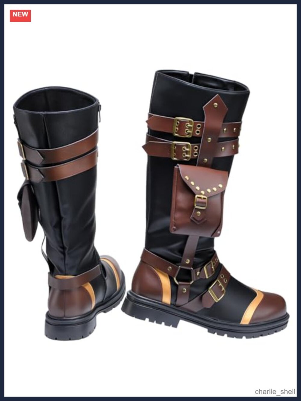Men's Renaissance Boots PU Leather Steampunk Pirate LARP Costume